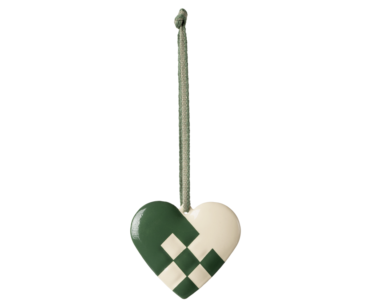 Flettet julehjerte - stor, grøn