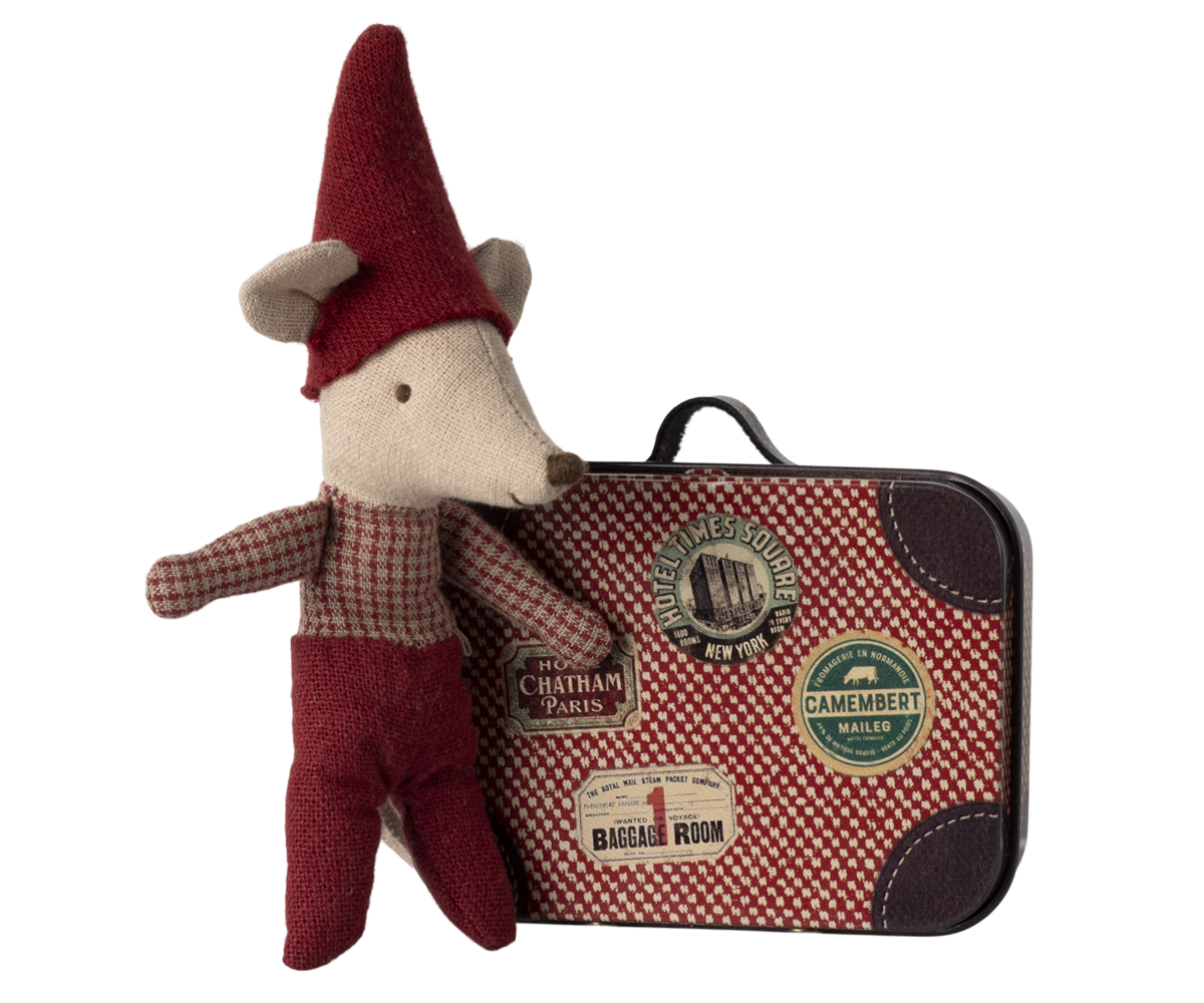 Baby julemus i kuffert