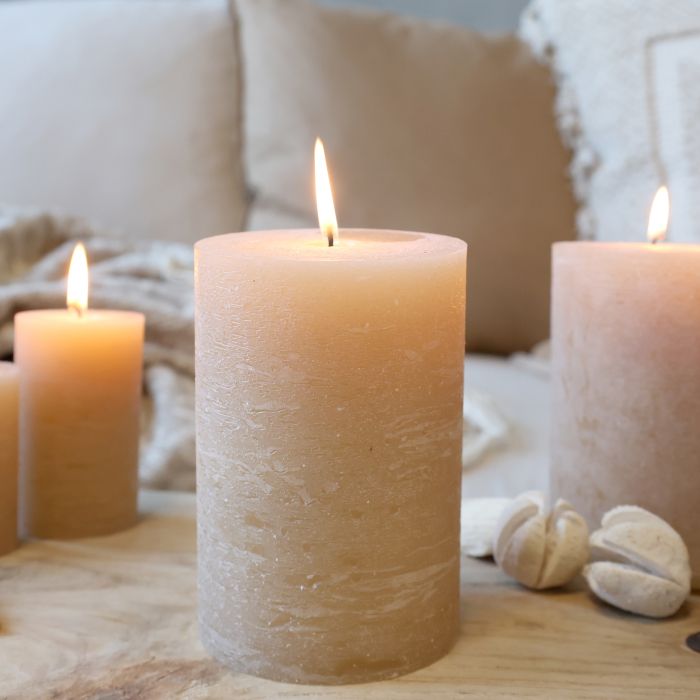 Bloklys rustik 80t - H:15 Ø:10cm - honning