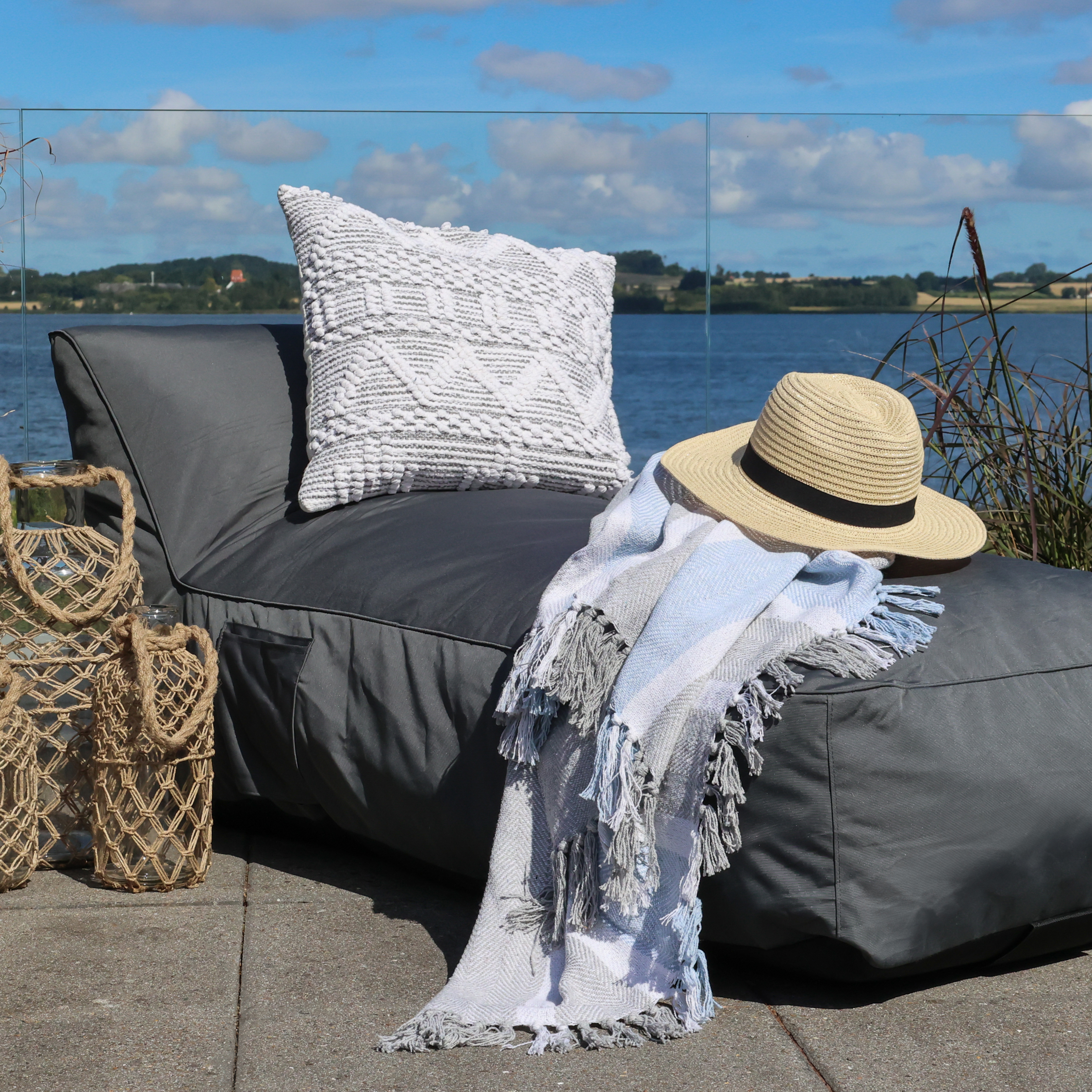 Lounge Daybed, single, til udendørs mørkegrå