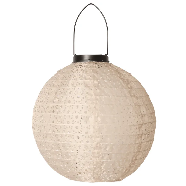 Lanterne m. solceller - rund, beige