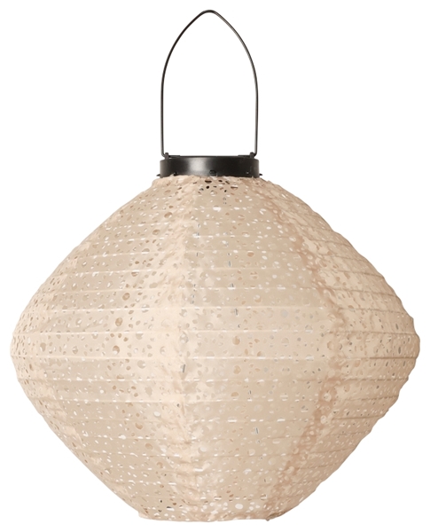 Lanterne m. solceller - snurretop, beige