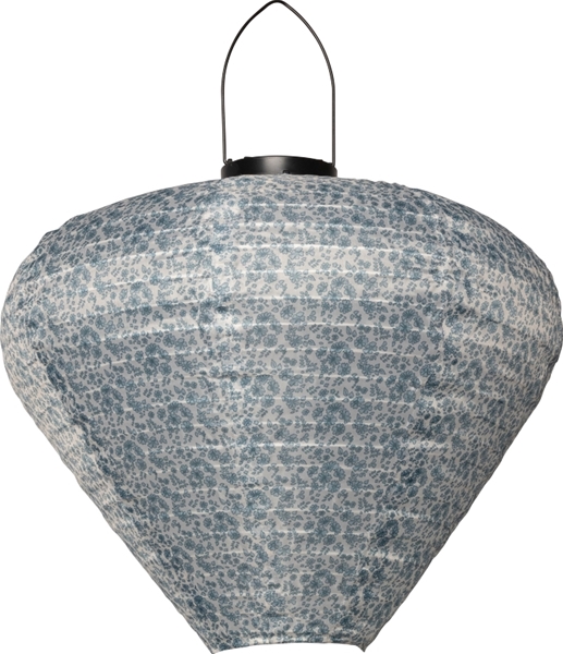 Lanterne m. solceller konisk, blå m. mønster