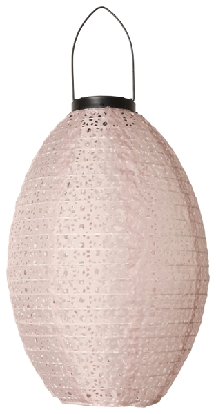 Lanterne m. solceller oval, lys pink