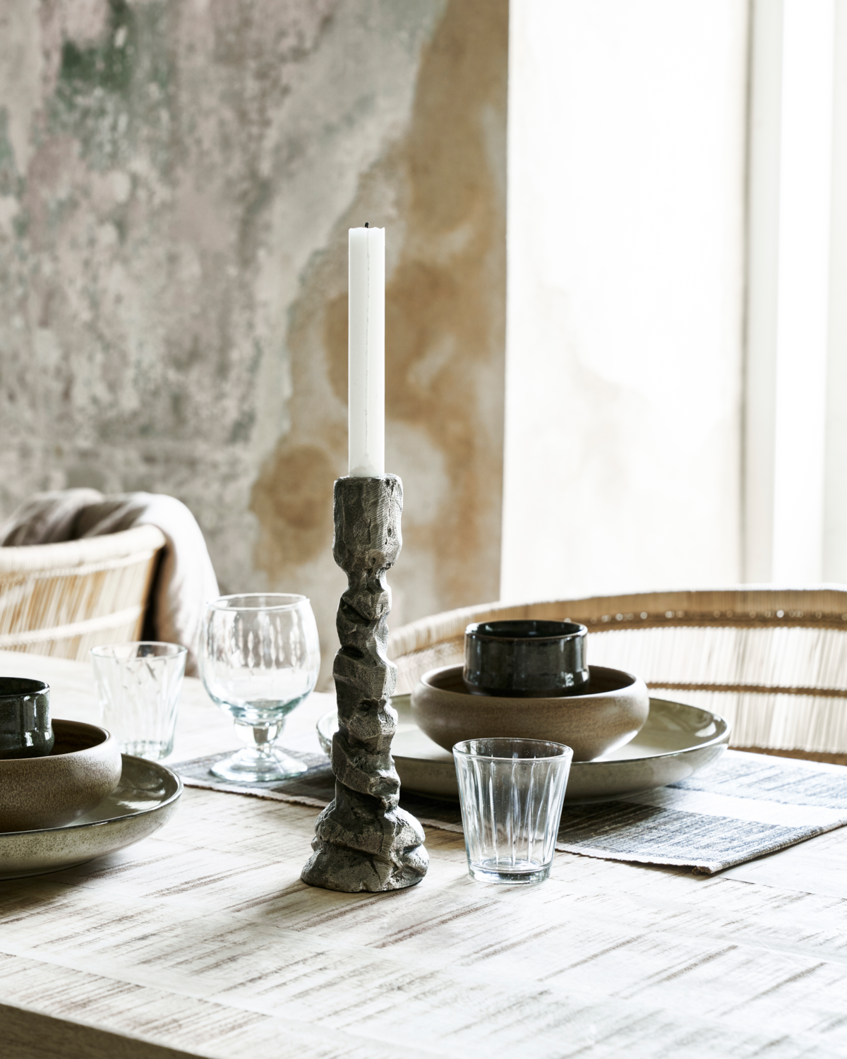 RAKU Lysestage, Antik sølv - stor