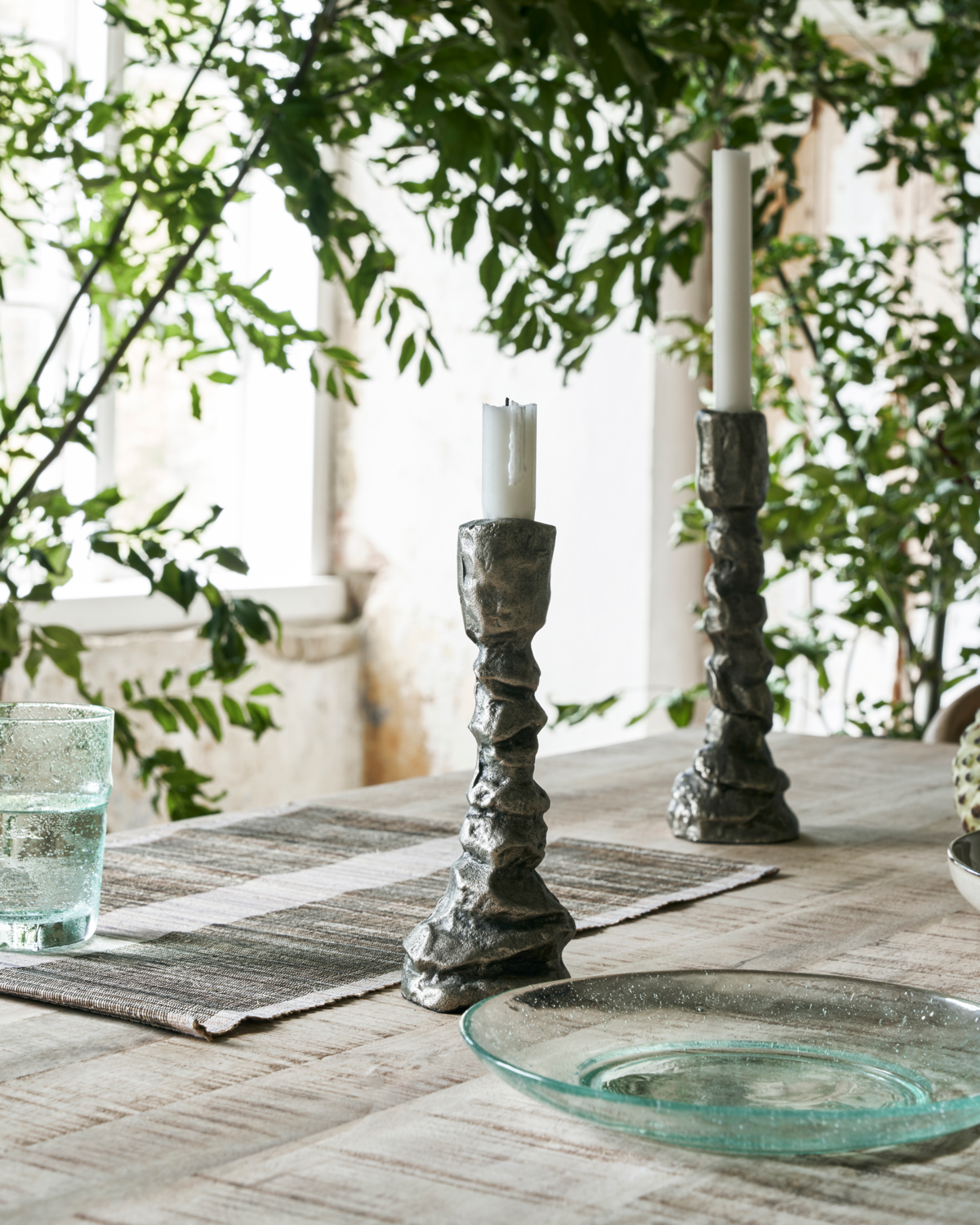 RAKU Lysestage, Antik sølv - lille