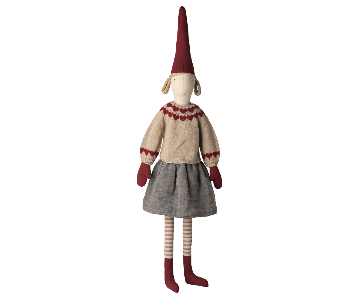 Nisse str. 6 - Pige m. nederdel og strikket sweater - 2025 NYHED