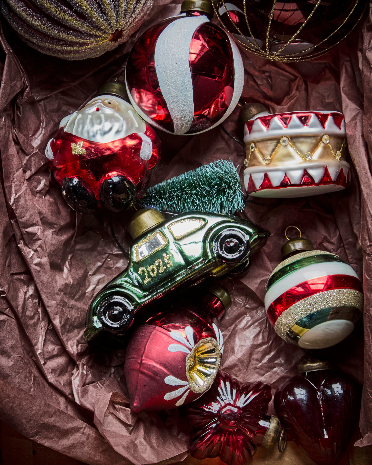 Juleophæng, bil - Grøn/guld