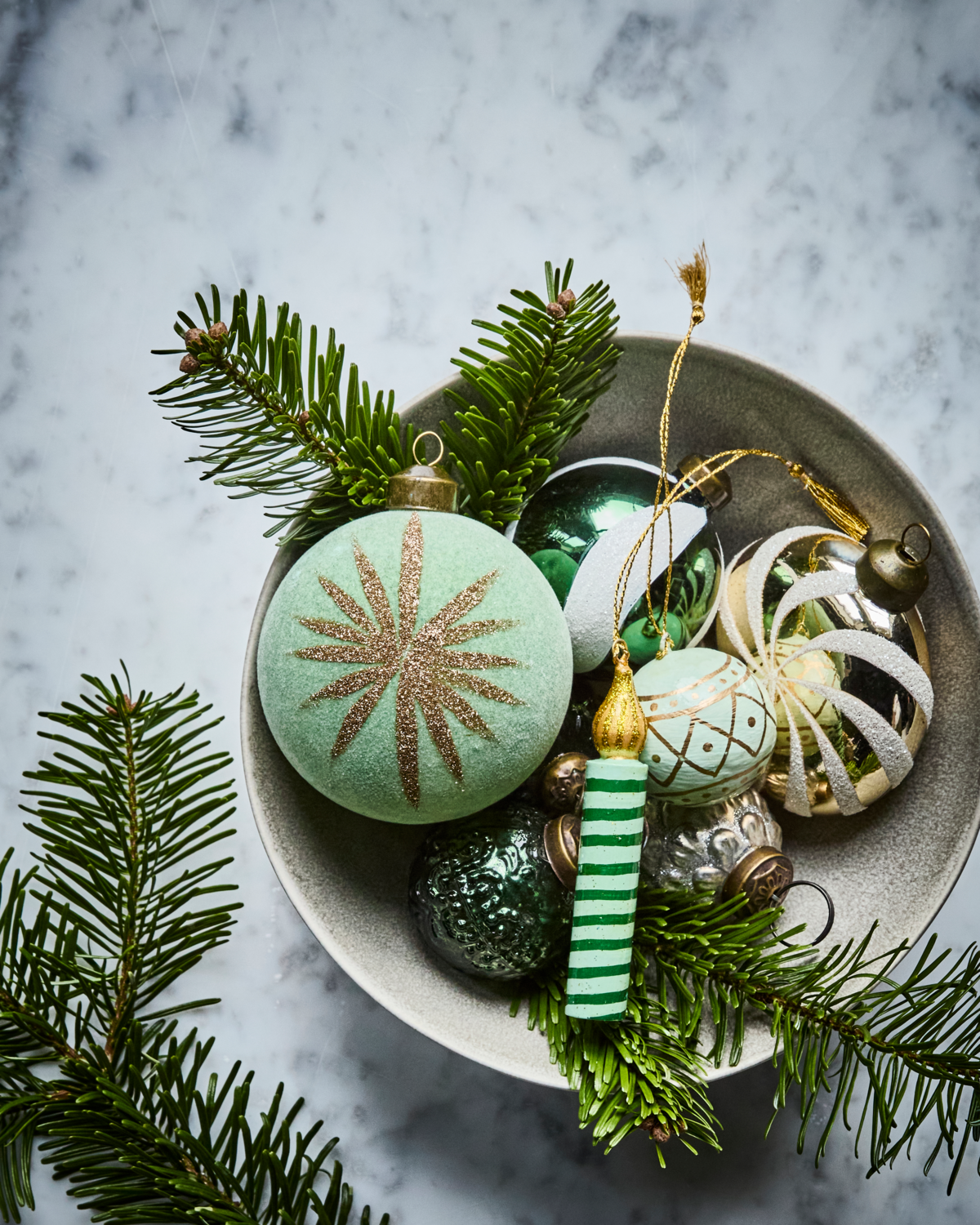 Julepynt, Grøn - Sæt m. 4 stk.