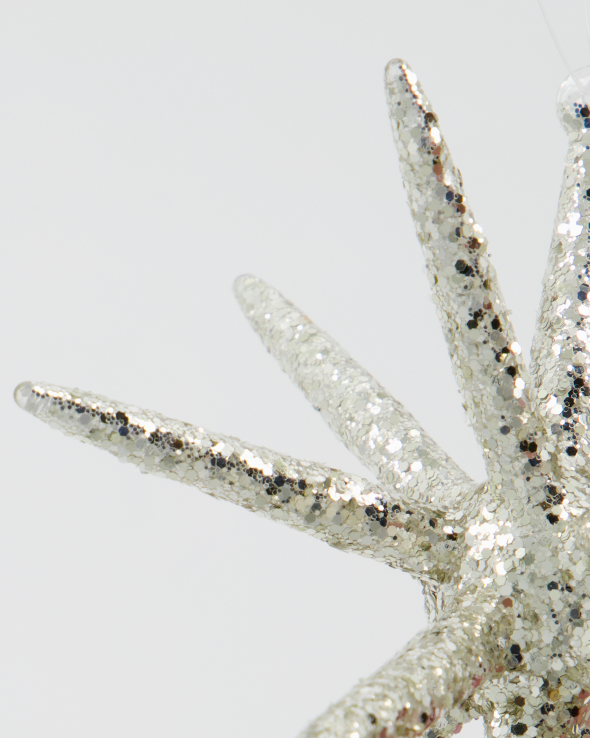 Julepynt - Spike , Lille - Sølv m. glimmer 4 stk.