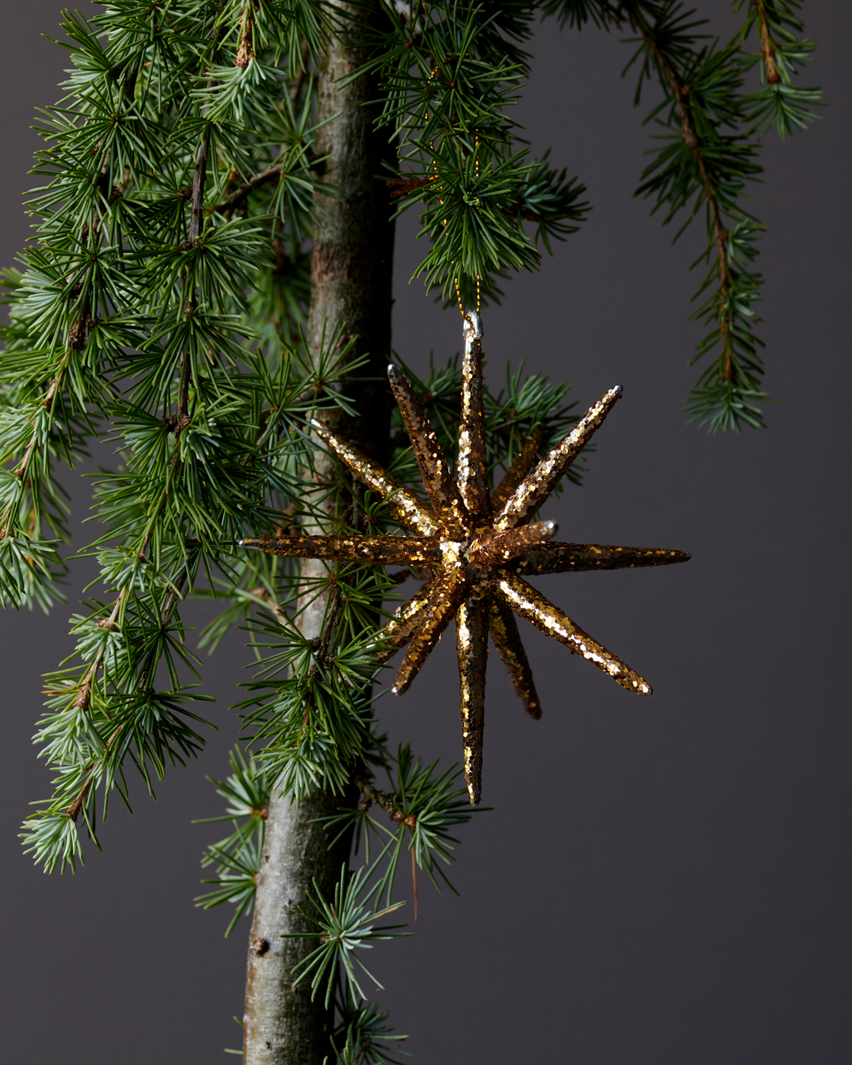 Julepynt, Spike, STOR - Brun m. glimmer - 4 stk.