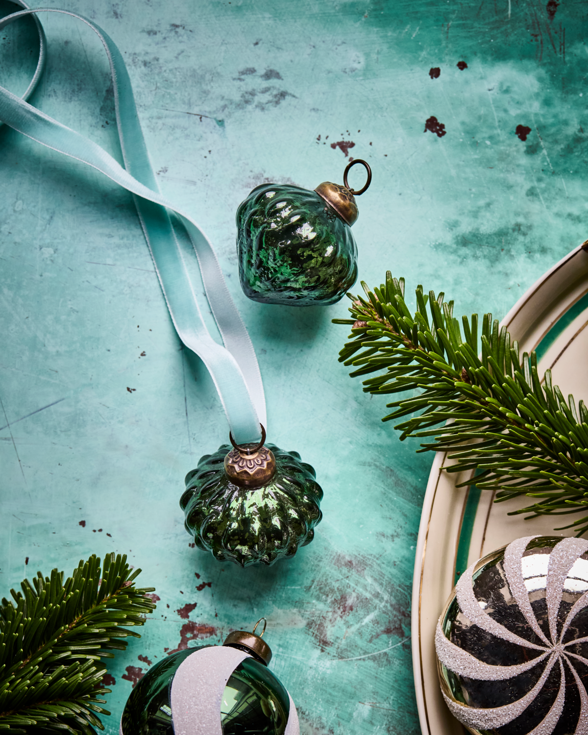 Dråbeformede julekugler - 4 stk. Grøn