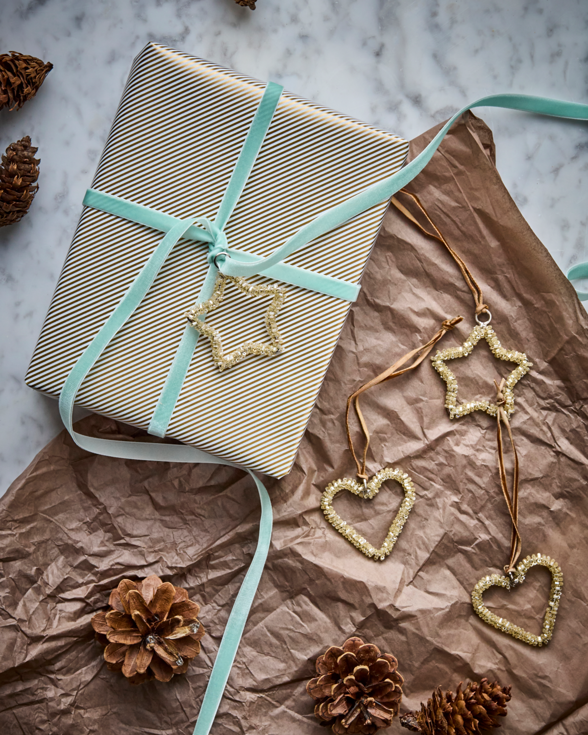 Julepynt - Sæt med 4 stk. - Champagne