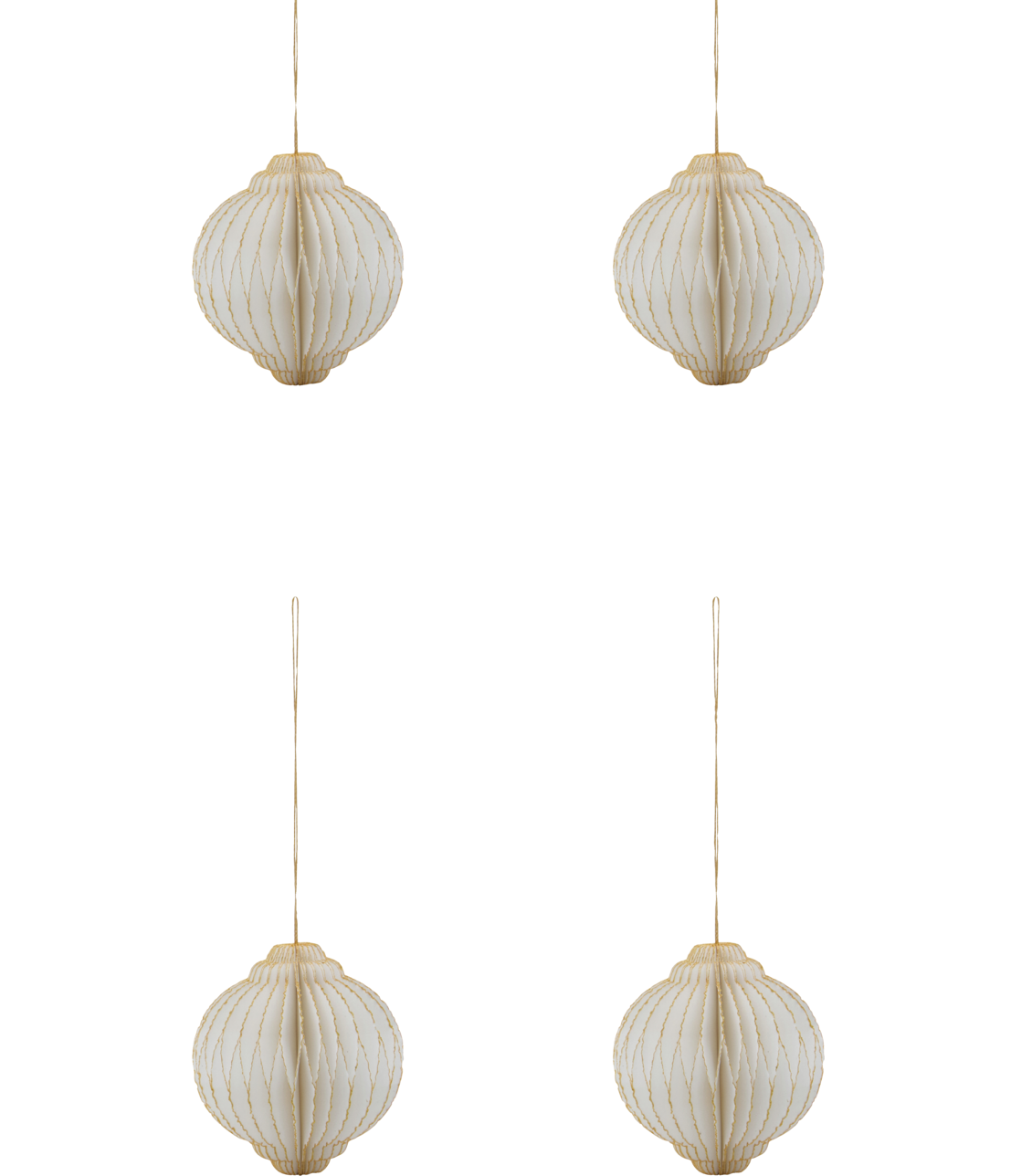 Julepynt, STOR - Råhvid/GULD - 4 stk.