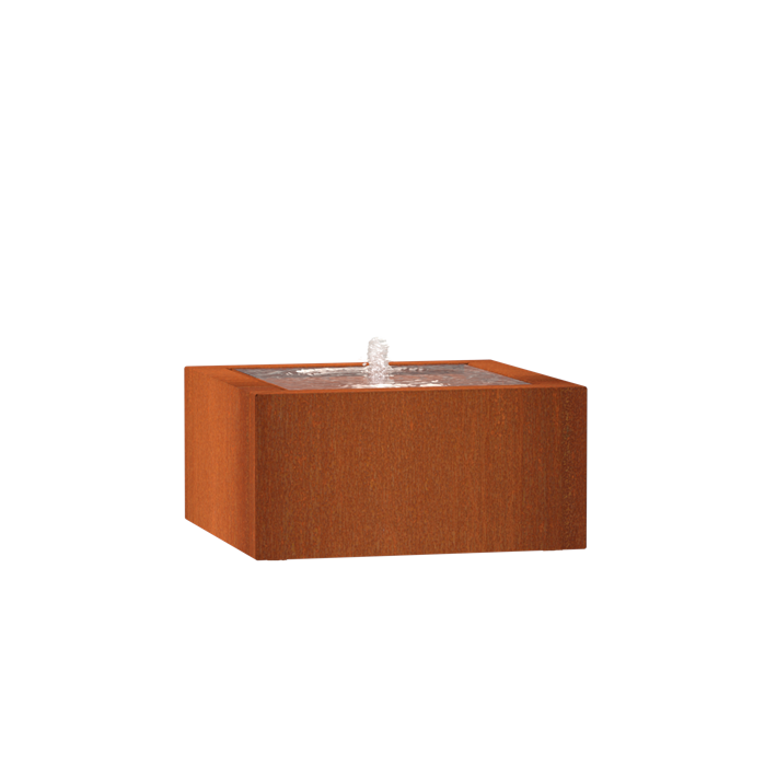 Springvand cortenstål 80 x 80 cm højde 40 cm