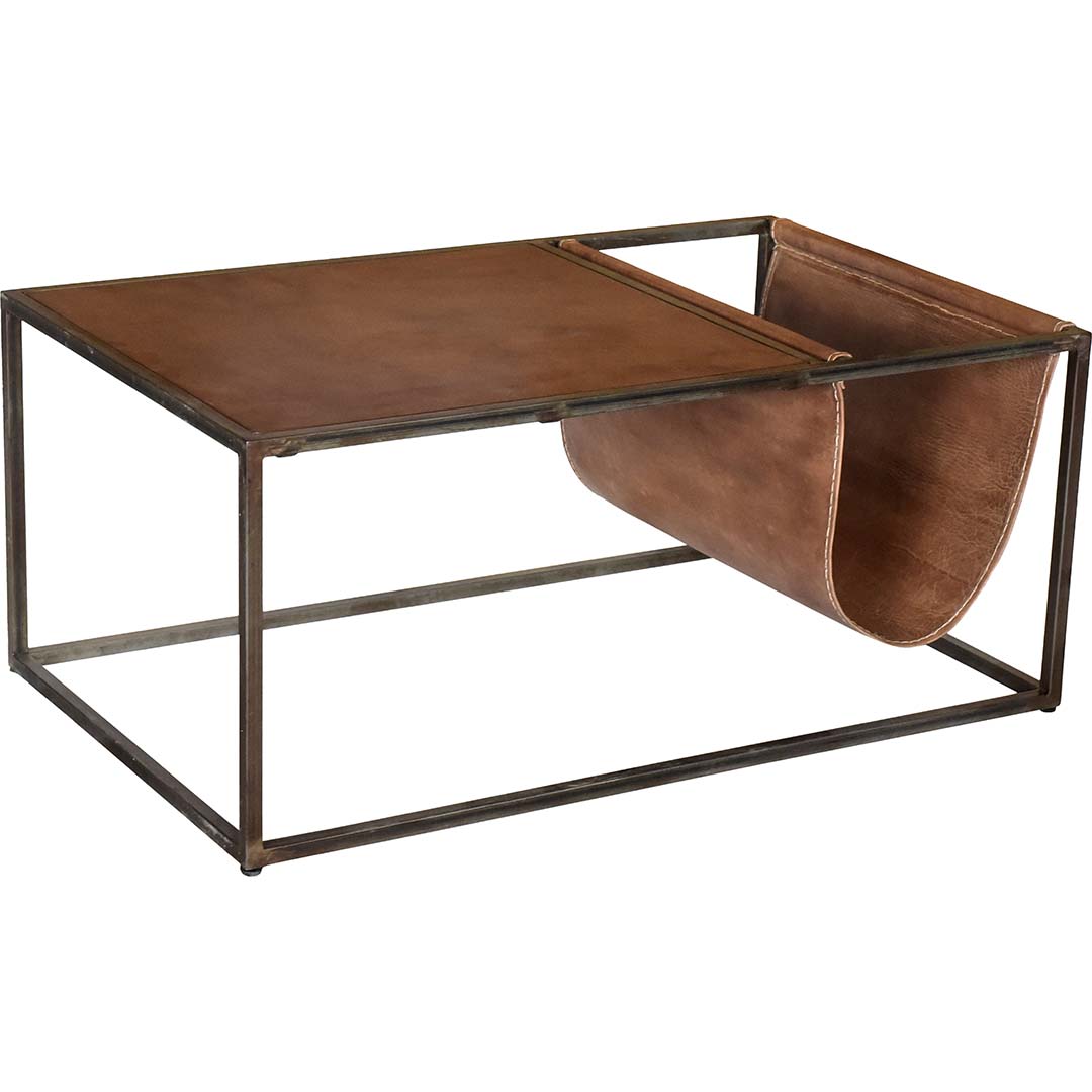 Capone sofabord med læderbeklædt bordplade