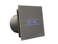 Cata Fugtstyret ventilator E-100 GSTH m/hygrostat og timer, m/glasfront, 150x150mm ø100mm, sølvgrå