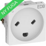 LK FUGAÂ® EDB "Skrå Ben" Stikkontakt m/jord + Ledelampe 1,0 modul hvid