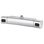 FMM Siljan termostatarmatur med afgang op. Med keramisk topstykke, kontraventiler, trykbalanceret.