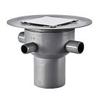 Purus Multiflex gulvafløb med lodret Ø110 mm afløb. Klinke rist og 3 sideindløb samt smøremembran. Til beton & fliser. PP plast