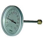 Rüeger TCH termometer 80x125 mm. Rustfrit stål, frontring i aluminium. 0-120Â°C
