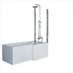 Strømberg Quantum bruseafskærmning 1400x800mm, klart glas, krom skinner