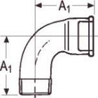 3" Sort Bøjning 90gr. Lang Muffe/nippel