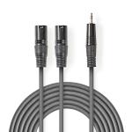 Balanceret Audio kabel | 2x XLR 3-Pin Hanstik | 3.5 mm Hanstik | Nikkelplateret | 3.00 m | Runde | PVC | Mørkegrå | Kartonhylster