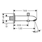 hansgrohe kartud E/S med omskifter, 152 mm