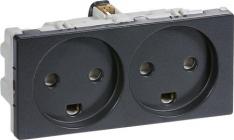 LK FUGAÂ® Stikkontakt m/jord 2,0 modul m/2-tændinger koksgrå