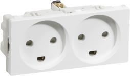 LK FUGAÂ® Stikkontakt m/jord 2,0 modul m/2-tændinger hvid
