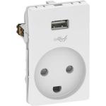 LK FUGAÂ® Stikkontakt med jord, med 5V USB-A lader udtag, 1,5 modul - Hvid