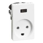 LK FUGAÂ® Stikkontakt med jord, med USB-C lader udtag, 1,5 modul - Hvid