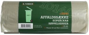 Container affaldssække, passer til 140 liter container, klar plast, 10 poser pr. rulle - standard kvalitet