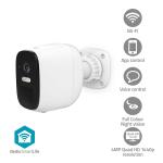Nedis SmartLife udendørskamera | Wi-Fi | Spotlight | 4MP Quad HD 1440p / 2560x1440 | Pan tilt | IP66 | Maks. batteritid: 10 Måned | Cloud Storage (mulighed) / microSD (ikke inkluderet) | 5 V DC | Med bevægelsessensor | Nattesyn | Hvid