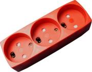 3-stikdåse med jord slagfast rød/grøn