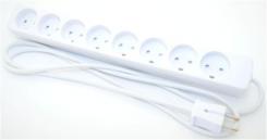 8-stikdåse uden jord med 1,5 meter ledning - hvid