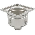 Blücher Industrigulvafløb lodret Ø110 mm udløb. Lav uden membranflange. Til beton & fliser. Syrefast stål