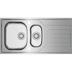 Intra Juvel UNIVERSE køkkenvask 340x400/170x400mm kumme bakke til venstre. Med strainer & hanehul. Blank