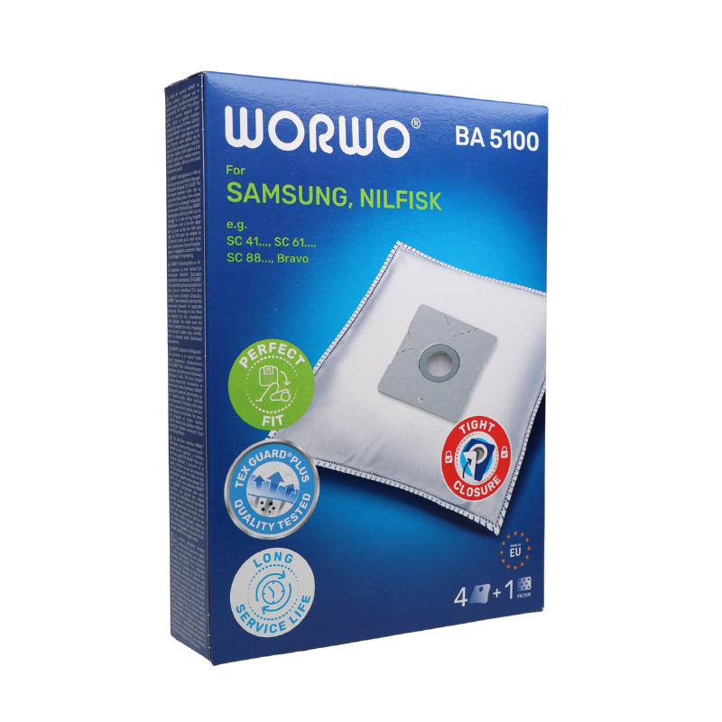 Støvsugerposer til Exido, Melissa, OBH, Ideline, Schou og Severin 4 stk + 1 filter