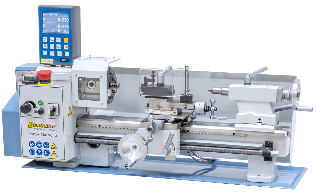 metal drejebænk Hobby 350 Vario / 230 V inkl. 2-akset digitalt display DT 40