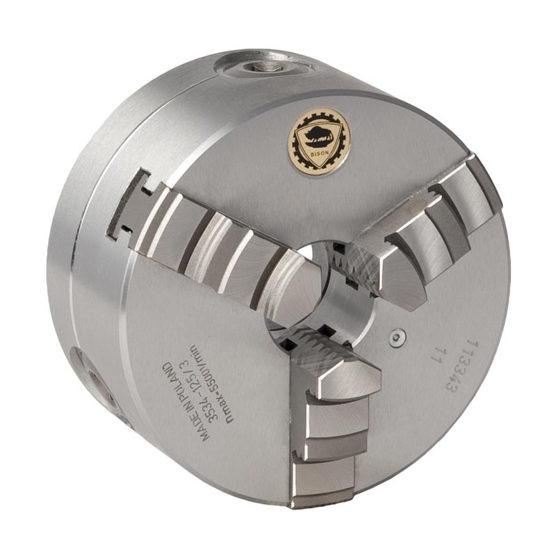 BISON 3-Bakket Centrerpatron Ø315 mm-Stål-Kegle 8-DIN 55027-Direkte montering (Bajonet)-3534-315-8-P