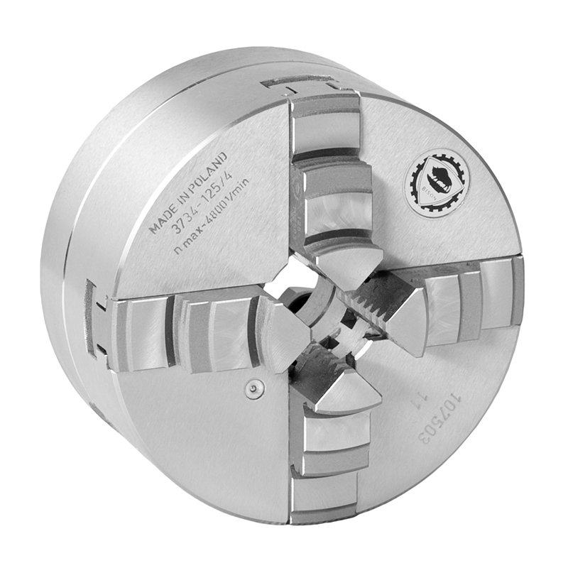 BISON 4-Bakket Centrerpatron Ø200 mm - Stål - Kegle 6 - DIN 55027 - Direkte montering (Bajonet) - 3734-200-6