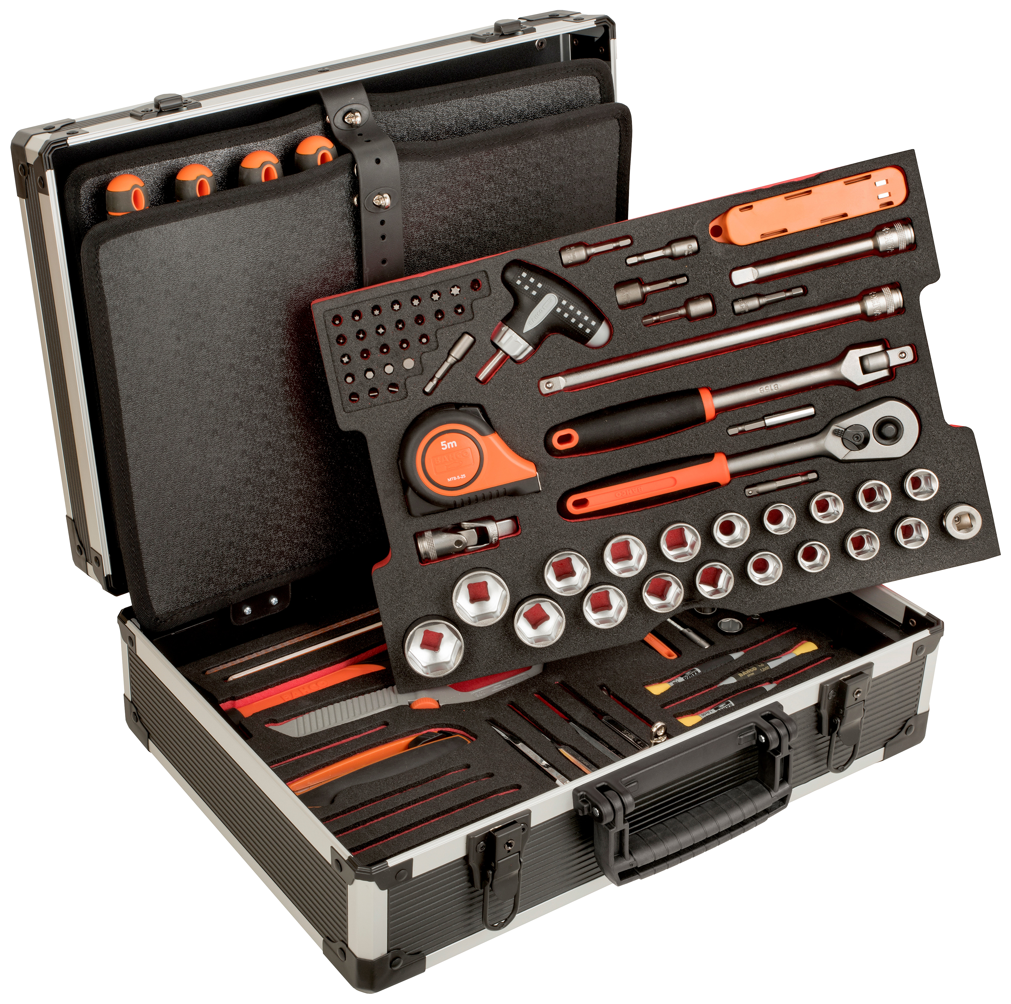 Værktøjskuffert m/145 stk værktøj, aluminium