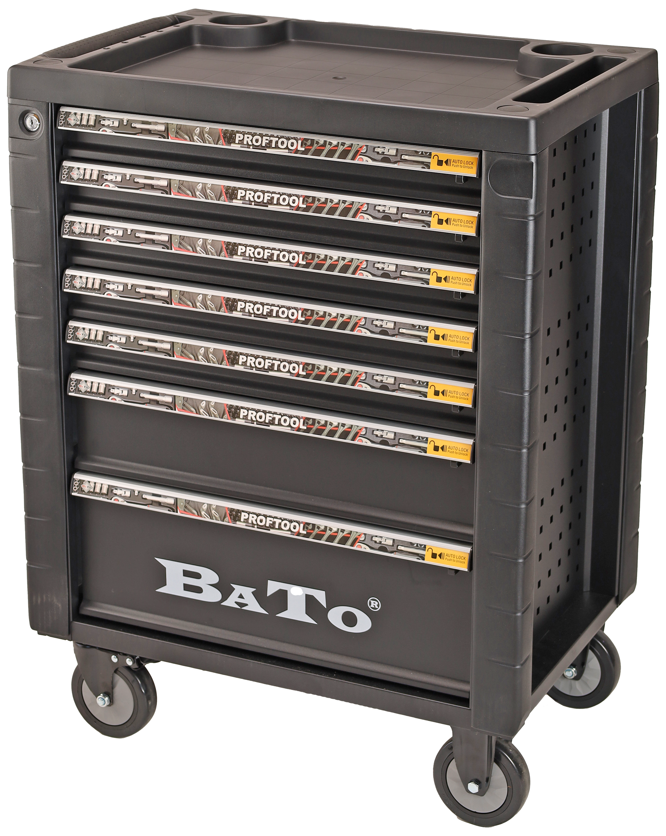 Værktøjsvogn m/7 skuffer, tom, sort