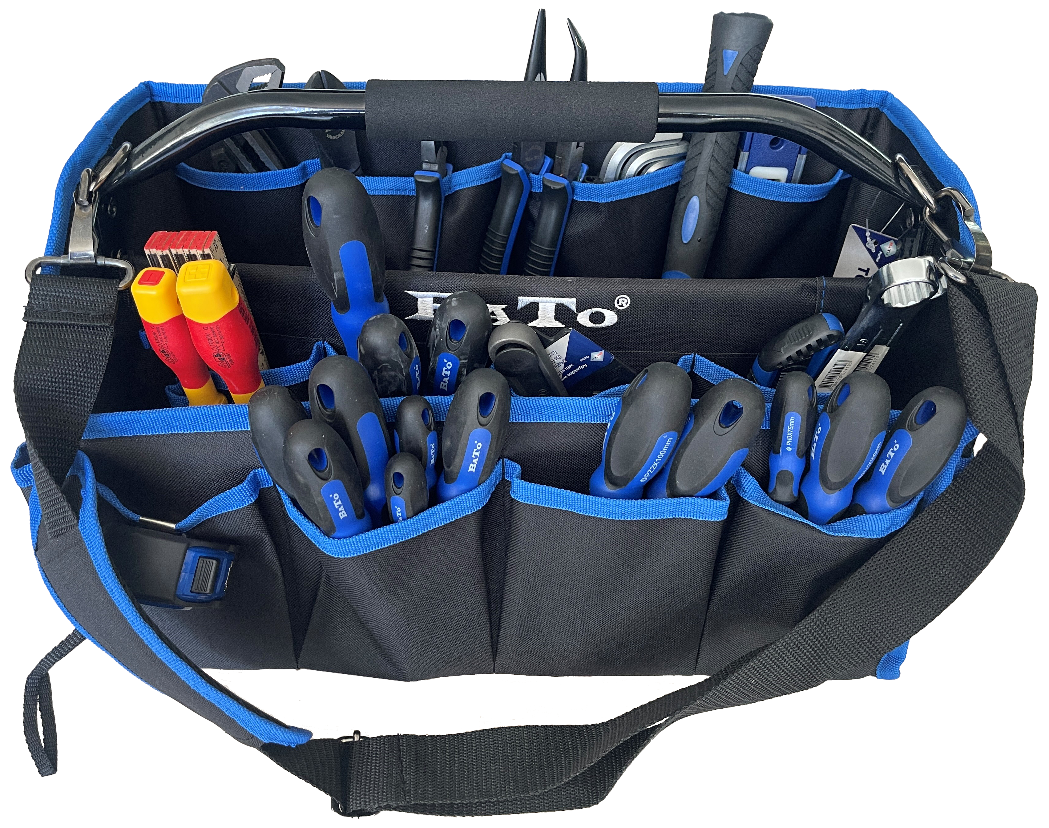 Værktøjstaske i stof m/ass. værktøj, 112 dele