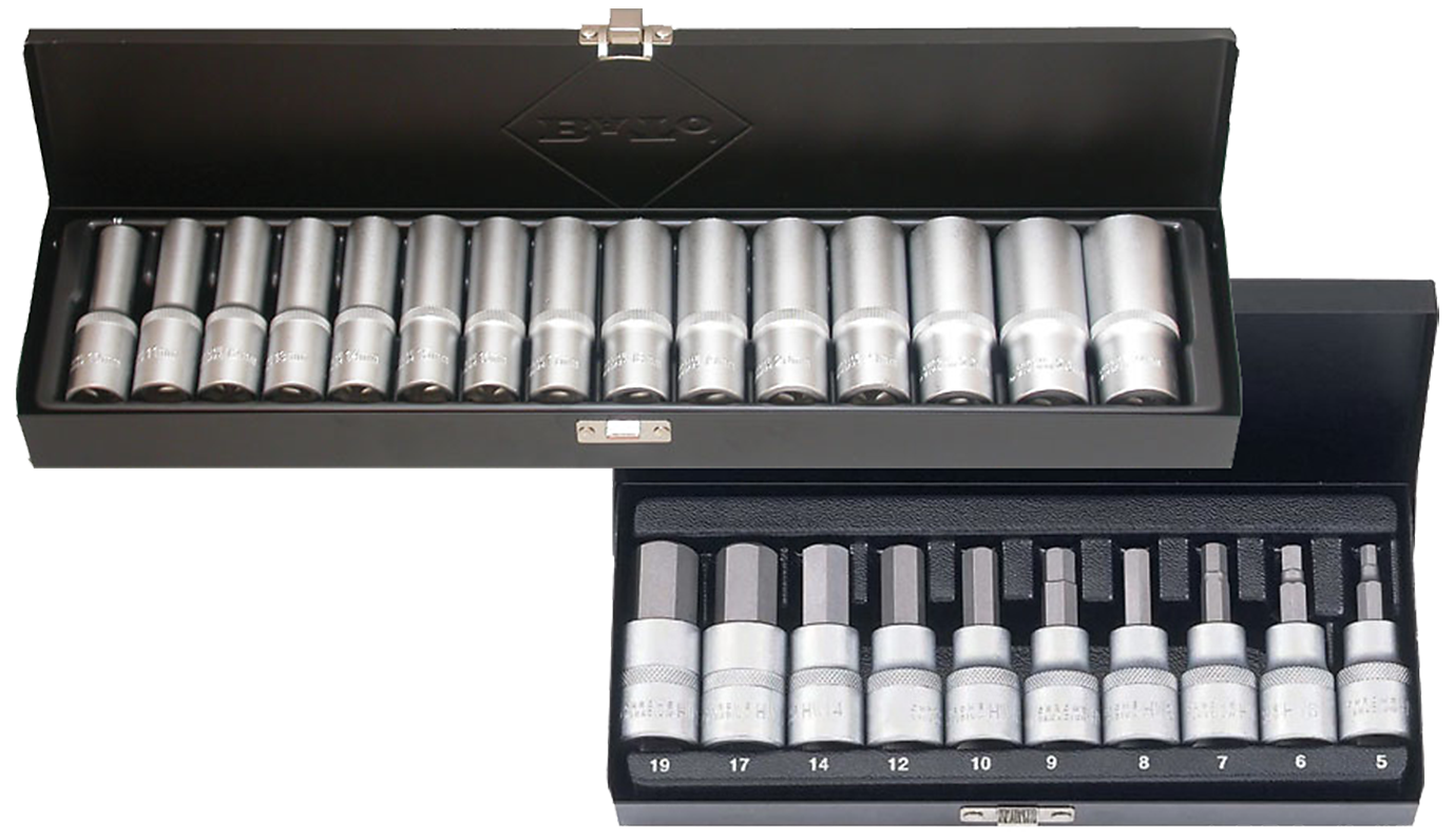 Topsæt 1/2", lange toppe 10-24mm+stifttoppe 5-19mm