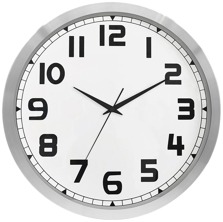 Vægur ø30 cm, alu-ramme/hvid urskive