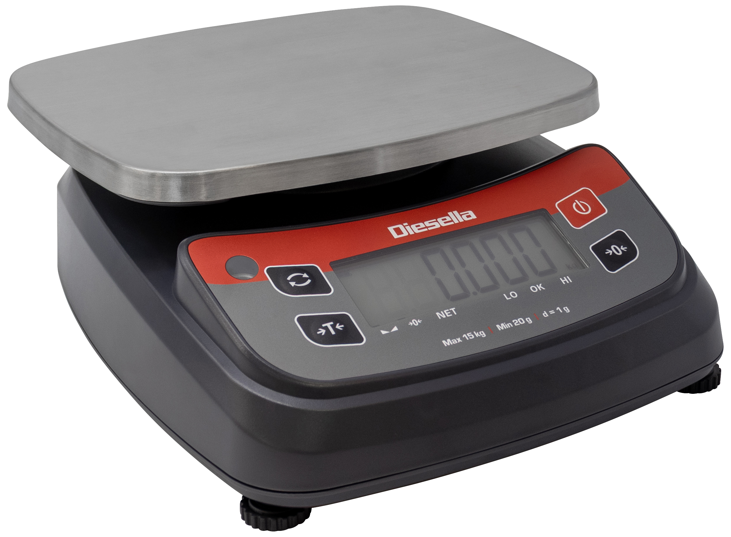 Bordvægt IP68 15/30kg×5/10g, vejeplade 230×190mm