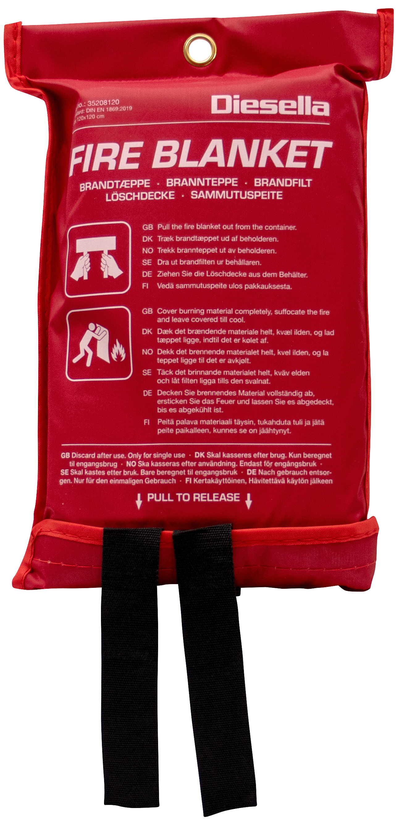 Diesella brandtæppe 120×120cm, silikonebelagt